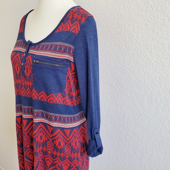Soft Surrounding Red Blue Southwest Top Size Small - Picture 2 of 5
